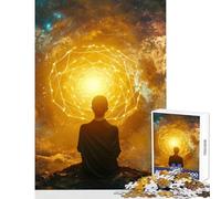 Rompecabezas de 1000 Piezas para Adolescentes Mandala Dorado meditación Juegos Divertidos Corte de precisión Juguetes para la decoración del hogar para Fortalecer el Amor Entre Parejas (52x38cm)