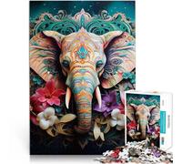 Rompecabezas de 1000 Piezas para Adolescentes Mandala Elefante Juguetes de Juego para Regalo Familiar Lista de Deseos con Papá Noel 52x38cm