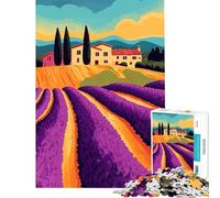 Rompecabezas de 1000 Piezas para Adolescentes Mansión en Campos de Lavanda Toscana Juego Imposible Juguetes adictivos para Cultivar la Paciencia Regalos de cumpleaños Decoración de Pared 38x52cm