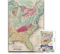 Rompecabezas de 1000 Piezas para Adolescentes, Mapa Antiguo de Estados Unidos, Juego desafiante, Juguetes, decoración de Pared, Regalo para cumpleaños, tamaño 50x75cm