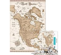 Rompecabezas de 1000 Piezas para Adolescentes Mapa Antiguo de Estados Unidos Rompecabezas para Adultos Juegos relajantes Arte de Pared Ayuda a ejercitar el Cerebro (Tamaño 50x75cm)