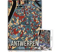 Rompecabezas de 1000 Piezas para Adolescentes,Mapa de la Ciudad de Amberes,Juego de Arte Imposible,Regalos para Mujeres,Regalos de Amigo Secreto,tamaño 50x75cm