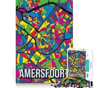 Rompecabezas de 1000 Piezas para Adolescentes Mapa de la Ciudad de Amersfoort,Utrecht,Pop Art,Diversión para unir Piezas,Entrenamiento Mental,Juego Casual,Exhibición de Arte navideño (38x52cm)