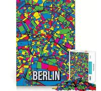 Rompecabezas de 1000 Piezas para Adolescentes Mapa de la Ciudad de Berlín Estilo Pop Art,Juego Jugar en Conjunto,Juego cognitivo,Regalo,Juego Relajante,Actividad Divertida
