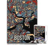 Rompecabezas de 1000 Piezas para Adolescentes, Mapa de la Ciudad de Boston Earthtone, Juguetes educativos, Regalo de cumpleaños, Regalo de Amigo Secreto, tamaño 50x75cm
