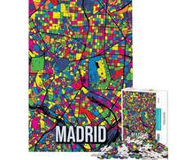 Rompecabezas de 1000 Piezas para Adolescentes Mapa de la Ciudad de Madrid España Estilo Pop Art Juguetes educativos Juegos educativos desafío difícil Regalos para Mujeres y Hombres (tamaño 38x26cm)