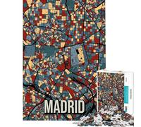 Rompecabezas de 1000 Piezas para Adolescentes Mapa de la Ciudad de Madrid España Juguetes de Arte para Viajes Juegos educativos Juego de ingenio Regalos educativos para cumpleaños (tamaño 38x26cm)