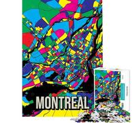 Rompecabezas de 1000 piezas para adolescentes Mapa de la ciudad de Montreal Canadá estilo pop art viaje arte juego familiar juguetes educativos regalos divertidos regalo de cumpleaños (tamaño 75x50cm)