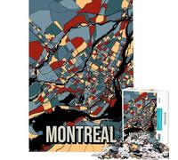 Rompecabezas de 1000 Piezas para Adolescentes Mapa de la Ciudad de Montreal Canadá Tonos Tierra Juego de ingenio Juguete Intelectual Gran Regalo para Mujeres (tamaño 38x26cm)
