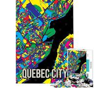 Rompecabezas de 1000 Piezas para Adolescentes Mapa de la Ciudad de Quebec Canadá Colorido Viajes Arte Juego Educativo Juguetes educativos Juegos educativos de Amigo Invisible Actividades Familiares