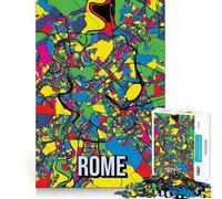 Rompecabezas de 1000 Piezas para Adolescentes Mapa de la Ciudad de Roma,Arte Pop,Corte preciso,Juguete Inteligente para ejercitar el Cerebro,Actividad Relajante para cumpleaños (38x52cm)