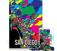 Rompecabezas de 1000 Piezas para Adolescentes Mapa de la Ciudad de San Diego,Arte Pop,Corte preciso,Juguete Inteligente para el Cerebro,Tiempo de Juego Relajante,Actividad de cumpleaños (50x75cm)