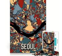 Rompecabezas de 1000 piezas para adolescentes Mapa de la ciudad de Seúl Corea del Sur Arte con corte preciso Regalo para el desarrollo cognitivo Tiempo de juego tranquilo Regalo de decoración navideña