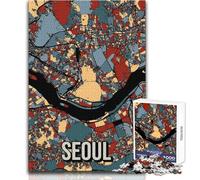 Rompecabezas de 1000 Piezas para Adolescentes, Mapa de la Ciudad de Seúl, Corea del Sur, Juego Educativo Familiar, Mejora la Memoria, Regalos de cumpleaños, tamaño 38x26cm