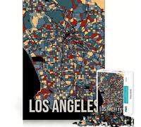 Rompecabezas de 1000 Piezas para Adolescentes Mapa de Los Ángeles en Tonos Tierra,diseño de Corte Fino,Juego Mental,Regalo Divertido para Pasar el rato,Ideal para cumpleaños (38x52cm)