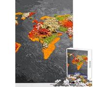 Rompecabezas de 1000 Piezas para Adolescentes Mapa del Mundo de Las Especias Juego Imposible de análisis y lógica Juguetes de decoración para el hogar Regalos para Reducir el estrés (50x75cm)
