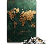 Rompecabezas de 1000 Piezas para Adolescentes, Mapa del Mundo Dorado, 1000 Piezas para Adultos, antiestrés, desafío difícil, Regalo de Amigo Secreto (50x75cm)
