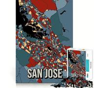 Rompecabezas de 1000 Piezas para Adolescentes Mapa Retro de la Ciudad de San José,Corte Suave,Juguete para ejercitar el Cerebro,Tiempo de Juego Relajante,Actividad de cumpleaños (38x26cm)