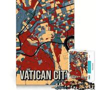 Rompecabezas de 1000 Piezas para Adolescentes Mapa Vintage de la Ciudad del Vaticano, decoración Elegante, Juguete para ejercitar la Mente, Juego para Relajarse, Regalo Divertido de Navidad (38x52cm)