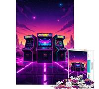 Rompecabezas de 1000 Piezas para Adolescentes Máquinas recreativas Retro en Paisaje neón Juguetes educativos Juegos de ingenio Ideal para Parejas Regalo Divertido (tamaño 38x26cm)