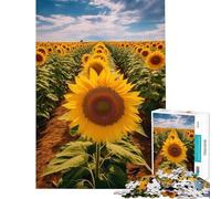 Rompecabezas de 1000 Piezas para Adolescentes Mar Dorado de Girasoles Juego de Montaje difícil y desafiante Apto para Mayores de 14 años (38x52cm)