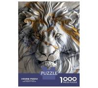 Rompecabezas De 1000 Piezas para Adolescentes Marble Lion Head with Gold Inlay Rompecabezas para Adultos Juegos Familiares Decoración De Pared Regalos Y Cumpleaños Únicos 38x26cm/1000pcs
