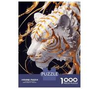 Rompecabezas De 1000 Piezas para Adolescentes Marble Tiger with Golden Accents Rompecabezas Juego De Ingenio Decoración De Pared Regalos De Cumpleaños Y Únicos 38x26cm/1000pcs