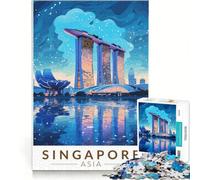 Rompecabezas de 1000 Piezas para Adolescentes, Marina Bay Sands de Singapur, Juegos relajantes, decoración de Pared, para cumpleaños y Navidad 38x26cm