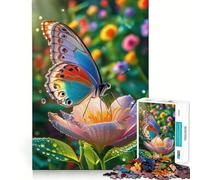 Rompecabezas de 1000 Piezas para Adolescentes Mariposa en Flor con Gotas de Agua Juego de Ajuste preciso Desarrolla la Mente y la Habilidad Diversión Tiempo Libre Navidad Arte para el hogar (50x75cm)