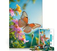 Rompecabezas de 1000 piezas para adolescentes Mariposa sobre flores a la luz del sol Diseño artístico de corte nítido Regalo para el desarrollo cognitivo Tiempo de juego tranquilo Regalo de decoración