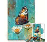 Rompecabezas de 1000 Piezas para Adolescentes Mariposa sobre Margaritas,Pintura,Borde Limpio,Juego de ingenio,Juguete para desarrollar la Mente,Juego de Entretenimiento,decoración navideña,Regalo