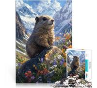 Rompecabezas de 1000 Piezas para Adolescentes Marmota en Pradera de montaña Juguetes de Juego Toda la Familia. 52x38cm