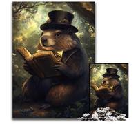 Rompecabezas de 1000 Piezas para Adolescentes, Marmota Leyendo un Libro, Rompecabezas de Madera, decoración Colorida para el hogar y Juego Familiar Interactivo, Regalo Ideal, 50x75cm