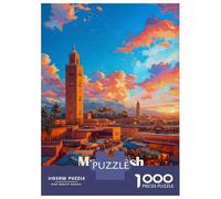 Rompecabezas De 1000 Piezas para Adolescentes Marrakesh Morocco Cityscape at Sunset Rompecabezas para Adultos Juegos Familiares Mejora La Memoria Cumpleaños Y Navidad 70x50cm/1000pcs