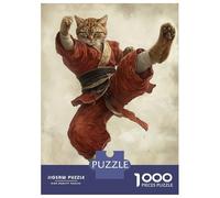 Rompecabezas De 1000 Piezas para Adolescentes Martial Arts Kung Fu Shaolin Cat Rompecabezas Juegos Relajantes Decoración De Pared Regalos para Amigos Y Familiares 38x26cm/1000pcs