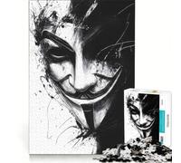 Rompecabezas de 1000 Piezas para Adolescentes: Máscara anónima, Arte de Vendetta, Juego de ingenio, decoración, Cada Pieza es única 38x26cm