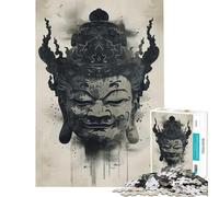 Rompecabezas de 1000 Piezas para Adolescentes Máscara de Buda Estilo Manga con Tinta Juego desafiante Juguetes educativos una Obra de Arte Excelentes Regalos y Juguetes (tamaño 38x52cm)