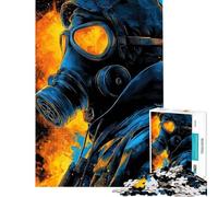 Rompecabezas de 1000 Piezas para Adolescentes Máscara de Gas en Llamas Rompecabezas Familiar Decoración del hogar Interacción Entre Padres e Hijos (Tamaño 38x52cm)