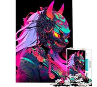 Rompecabezas de 1000 Piezas para Adolescentes máscara de Oni ciberpunk difícil y desafiante decoración del hogar Juegos relajantes para Mayores de 14 años 38x52cm