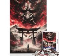 Rompecabezas de 1000 Piezas para Adolescentes máscara de Oni de la Puerta Torii Malvada Juguetes de decoración del hogar Gran Regalo para Juegos Juego Educativo Mejora el Amor Entre Parejas 38x26cm