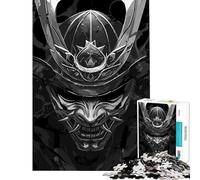 Rompecabezas de 1000 Piezas para Adolescentes Máscara de samurái en Blanco y Negro Un Reto para completar Decoración Juegos relajantes para Mayores de 14 años (50x75cm)