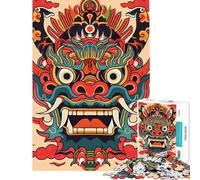 Rompecabezas de 1000 Piezas para Adolescentes máscara Japonesa Oni Yokai Rompecabezas para Adultos Juguetes de Bricolaje análisis y lógica Regalos de cumpleaños y únicos (tamaño 38x26cm)