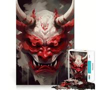Rompecabezas de 1000 Piezas para Adolescentes Máscara Tradicional de Demonio Oni, Ajuste ceñido, Juego Divertido, Tiempo de Ocio, decoración navideña para Pared (38x52cm)