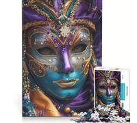 Rompecabezas de 1000 Piezas para Adolescentes Máscara Veneciana ornamentada de Carnaval en Primer Plano Juguetes antiestrés Actividades Divertidas para Hacer en casa 38x26cm