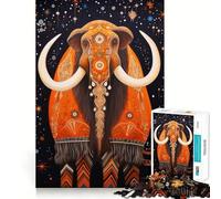 Rompecabezas de 1000 Piezas para Adolescentes Mastodonte, Animales Tribales, Ajuste, Juego Mental, Desarrollo de Habilidades, diversión, Tiempo Libre, Navidad, decoración del hogar (38x52cm)