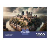 Rompecabezas De 1000 Piezas para Adolescentes Medieval Castle on River Bank Rompecabezas para Adultos Juegos Divertidos Decoración Cumpleaños, Navidad 70x50cm/1000pcs