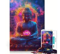 Rompecabezas de 1000 Piezas para Adolescentes Meditación de Buda,Juego de Ajuste preciso,Concentración,Diversión,Ocio,Tiempo de diversión,Arte de Pared navideño (38x26cm)
