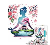 Rompecabezas de 1000 Piezas para Adolescentes meditación Zen con Flores de Cerezo Ayuda a ejercitar el Cerebro decoración de Pared Juguetes adecuados para Personas de 14 años en adelante (38x26cm)