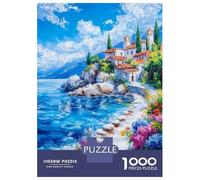 Rompecabezas De 1000 Piezas para Adolescentes Mediterranean Coastal Village Rompecabezas para Adultos Juego Práctico Arte De Pared Oferta como Regalos para Toda La Familia 38x26cm/1000pcs