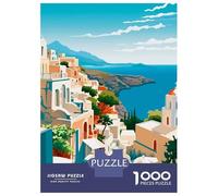 Rompecabezas De 1000 Piezas para Adolescentes Mediterranean Village Seascape Rompecabezas para Adultos Juegos Familiares Corte De Precisión Regalos Y Cumpleaños Únicos 38x26cm/1000pcs